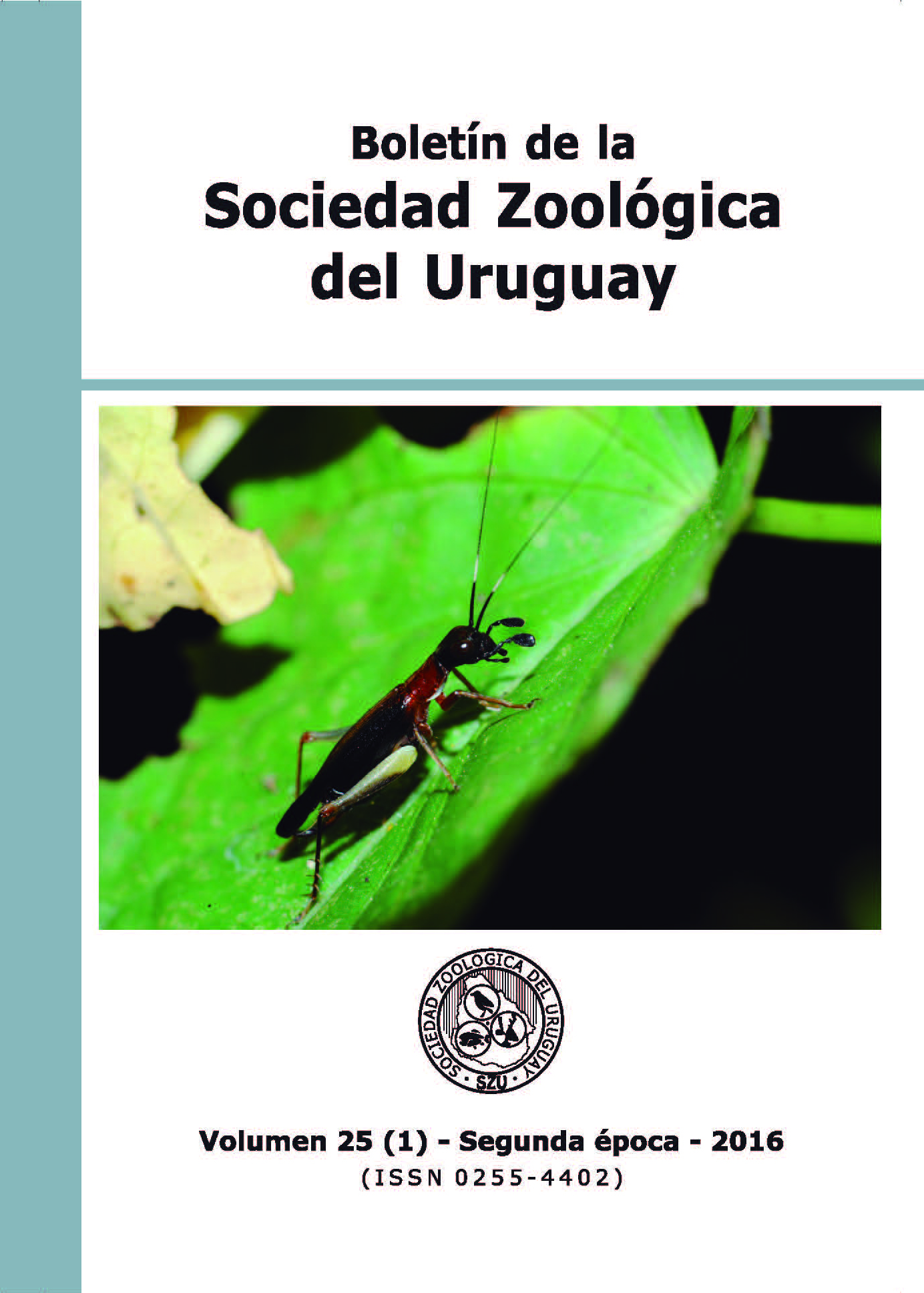 					Ver Vol. 25 Núm. 1 (2016): Boletín de la Sociedad Zoológica del Uruguay
				