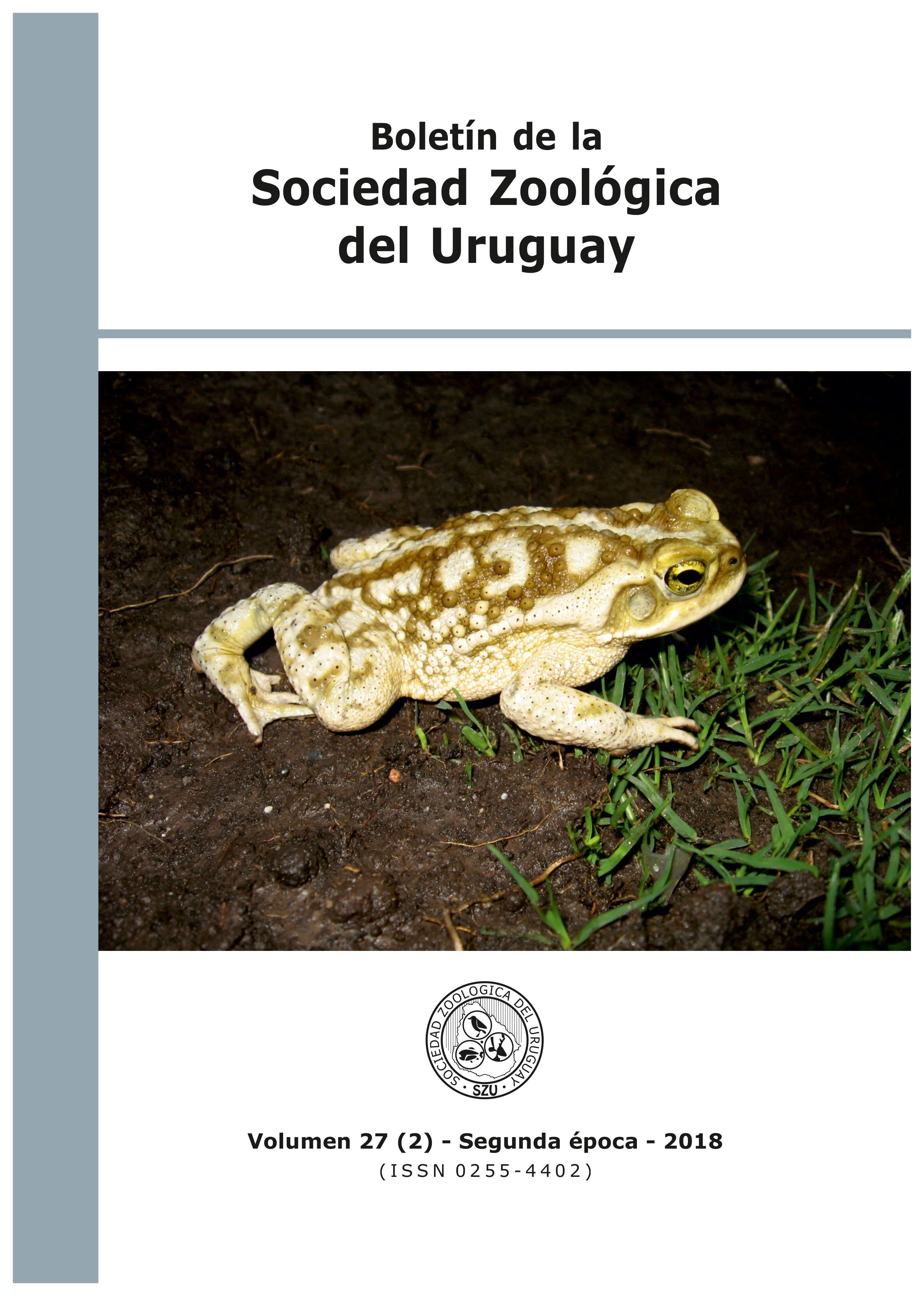 					Ver Vol. 27 Núm. 2 (2018): Boletín de la Sociedad Zoológica del Uruguay
				